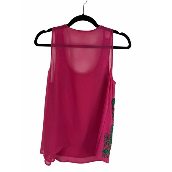Hazel pink tank with green beaded detail- size m - Picture 2 of 5
